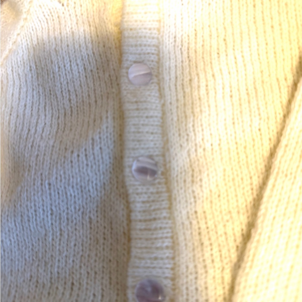 NWT Handmade Butter Yellow Knitted Baby Cardigan size 6-12mos made in Maine - Picture 4 of 6
